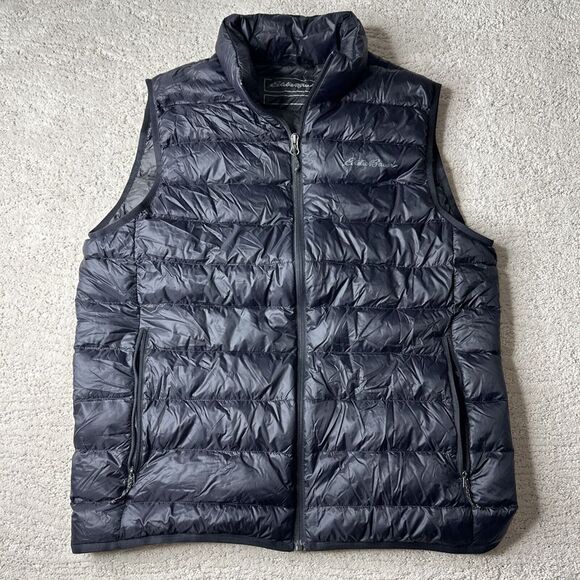 Men's Eddie Bauer Size Medium Black Full Zip‎ Down Puffer Vest - Picture 1 of 7